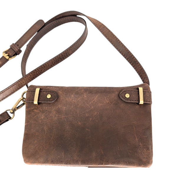 Born Rockforth Chocolate Brown Leather Convertible Crossbody Wristlet Wallet Bag - Picture 2 of 11